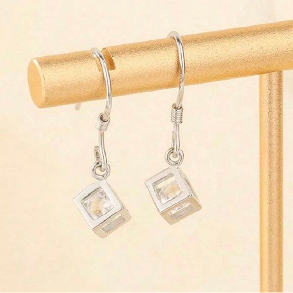 Crystal in a Cube~ Clear Swarovski Loose Caged Captured Open Block Silver Dangle - Picture 3 of 6
